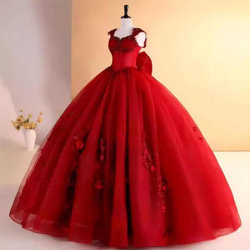 Cheap red Quinceanera Dresses Corset Lace Sweet 16 Party Dresses
