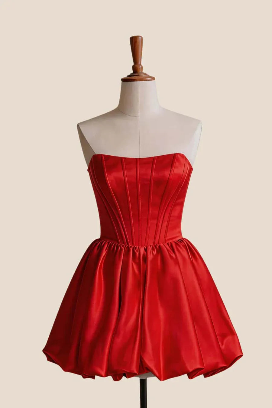 Cheap Butter Yellow Short Bubble Dress for Homecoming Satin Strapless