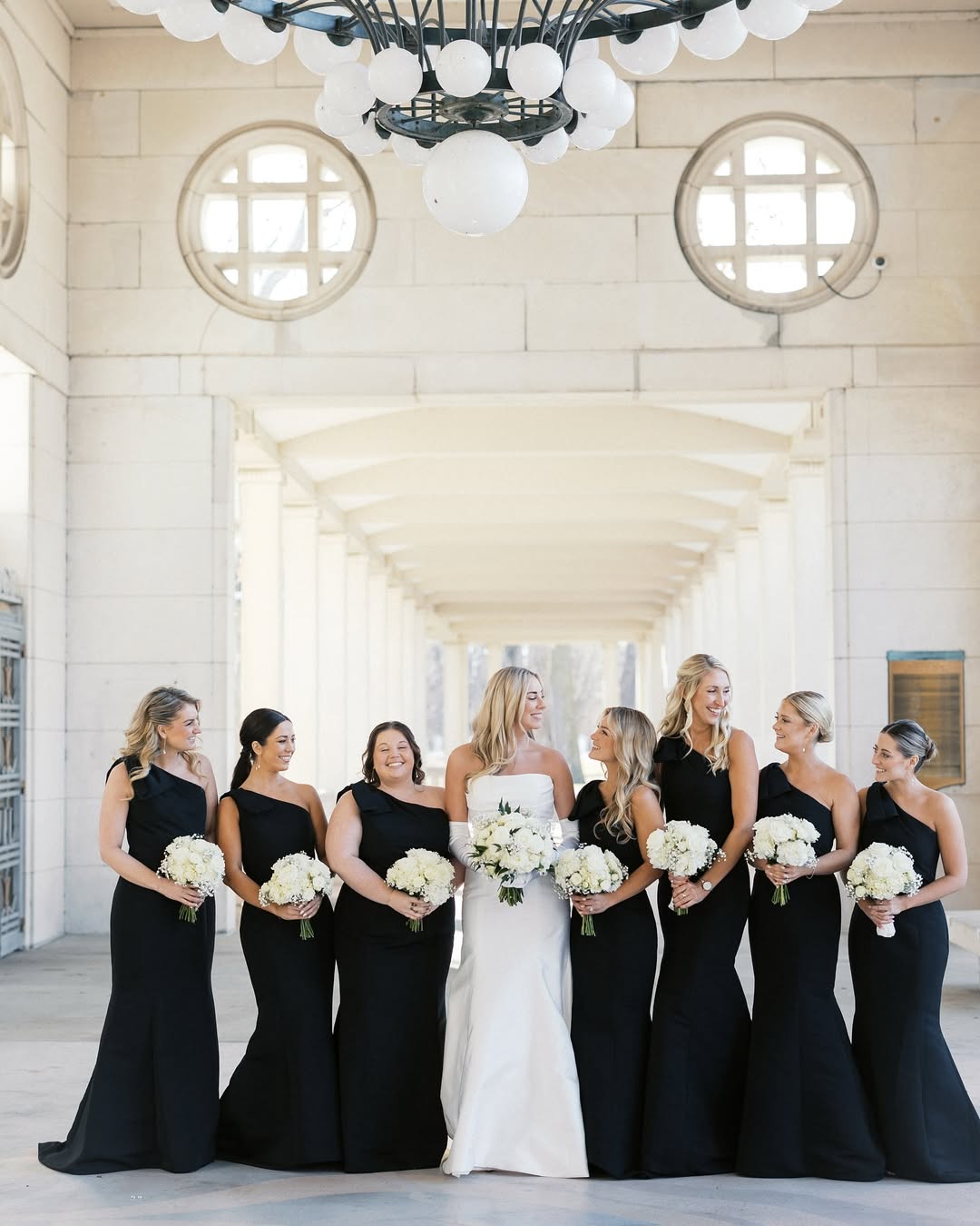 Cheap Satin Black Bridesmaids Dress One-Shoulder with Bow Strap