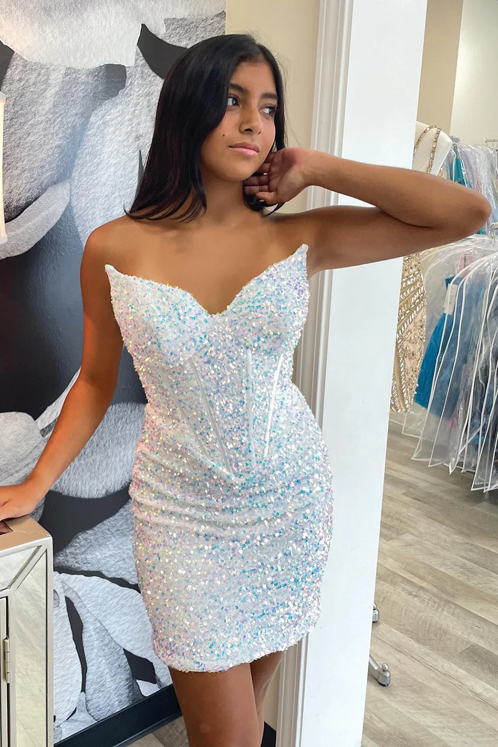 Cheap Sequin Mermaid 2025 Homecoming Dresses Tight Mini Sexy Cocktail Dress