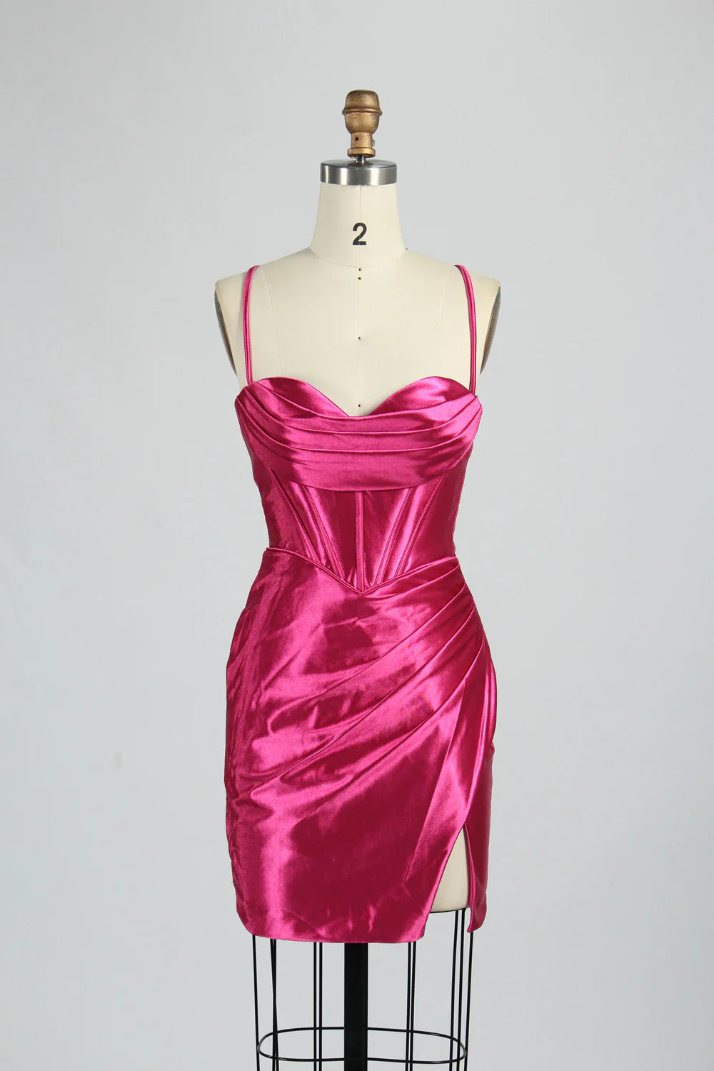 Cheap Short Satin Fuchsia Homecoming Dress Mini