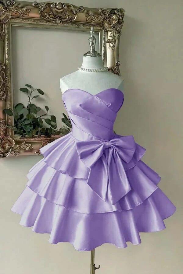 Cheap Strapless Emerald Green Hoco Dress Satin with Ruffled Skirt