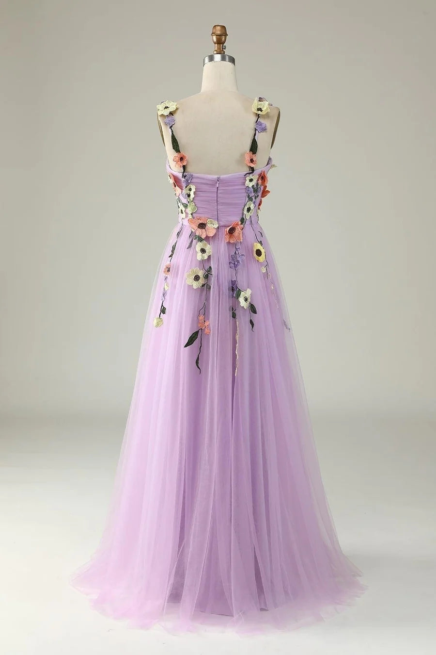 Classy Long Lilac Floral Prom Dresses Sweetheart Evening Dress Mychicdress