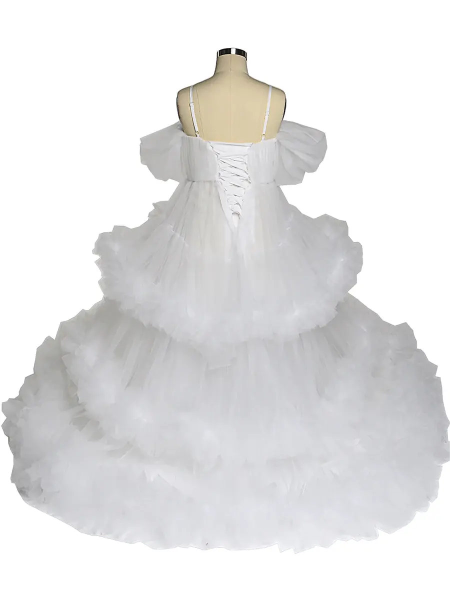 Cloud Flower Girls Dresses for Weddings Ruffles Birthday PhotoShoot Dress Mychicdress