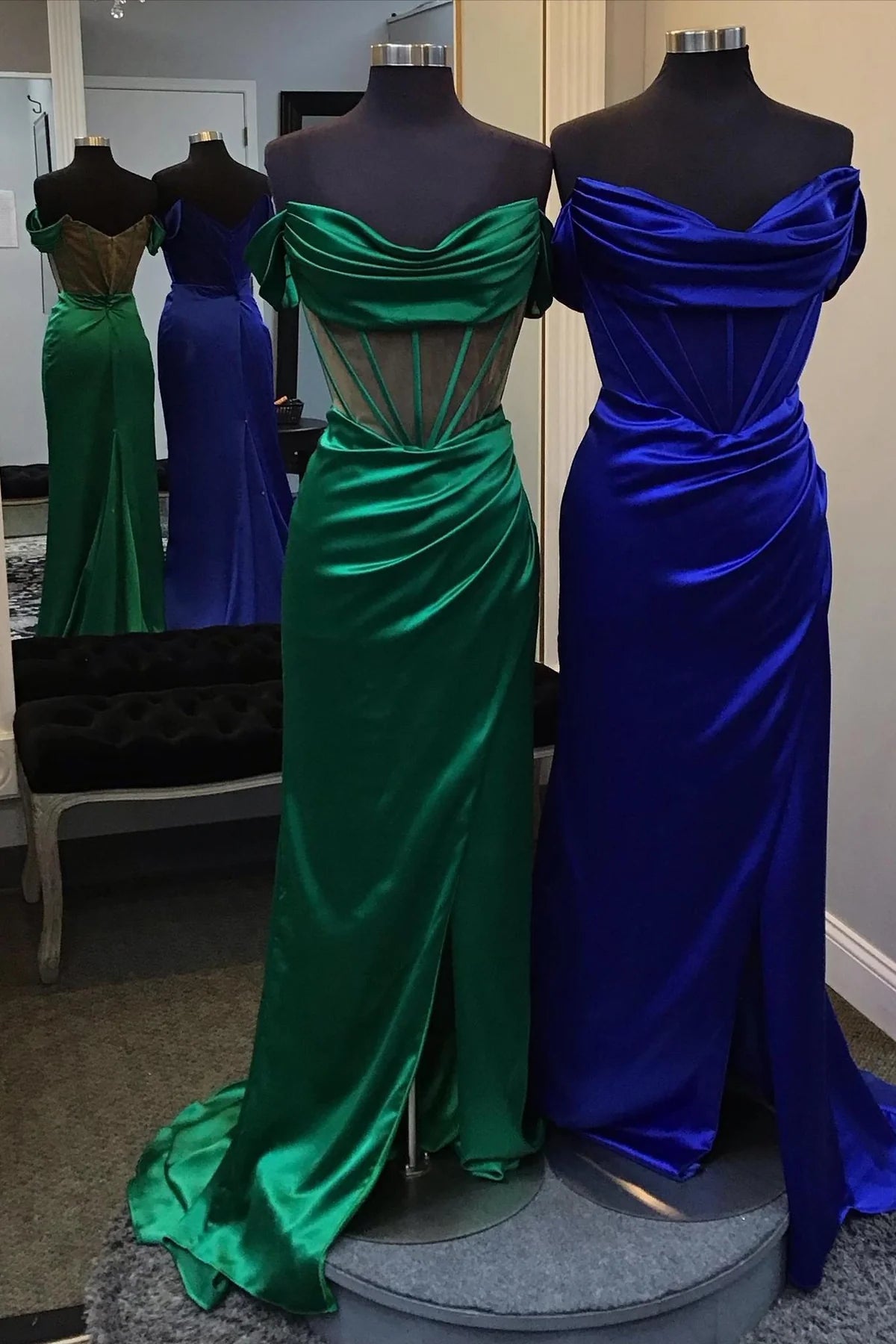 Corset formal dress an off-the-shoulder neckline and ruched mermaid silhouette