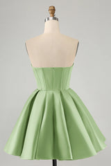 Corset Sage Green Hoco Dress Strapless Tight with Beading