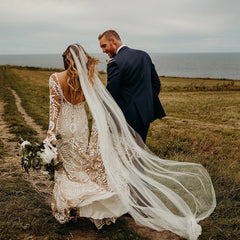 Country Destination Wedding Dress Boho Lace Illusion Mermaid Bridal Gown