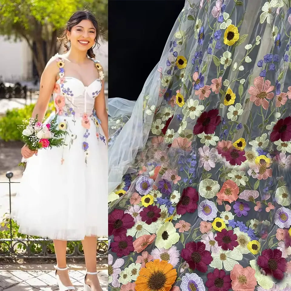 Custom Made A Line Ankle Length Floral Prom Dress Tulle Embroidery