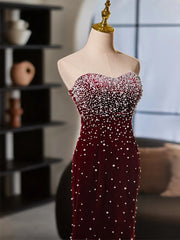 Red evening gown with bead