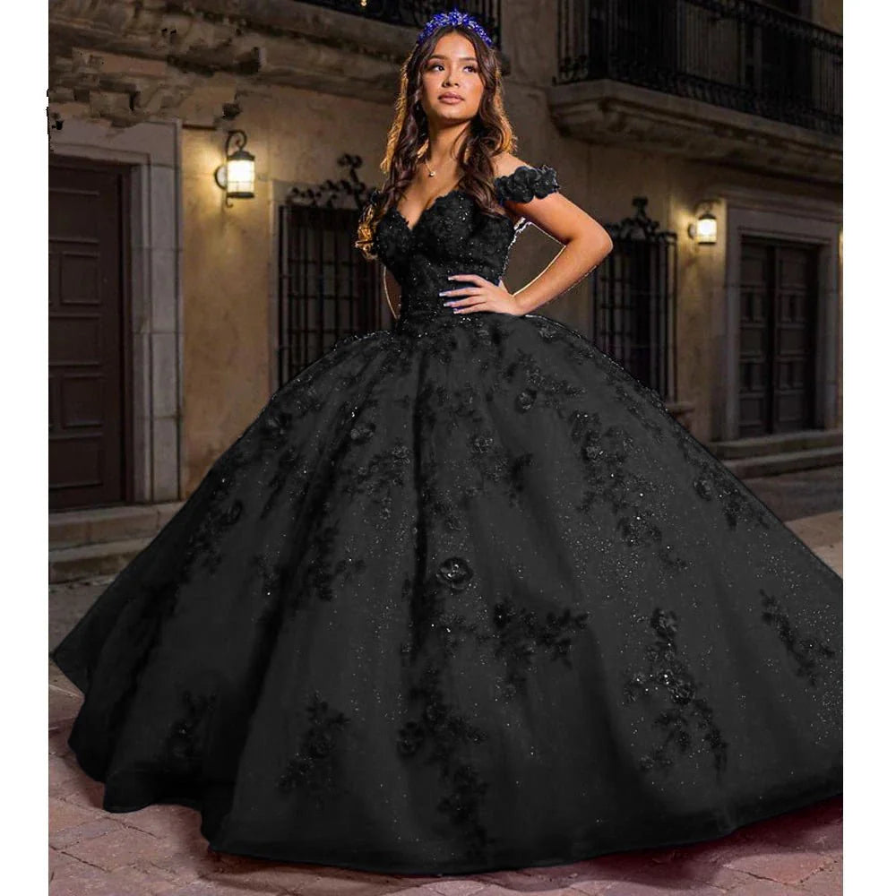 Customized Navy Blue Quinceanera Dresses Beading Flowers Vestidos De 15 Anos