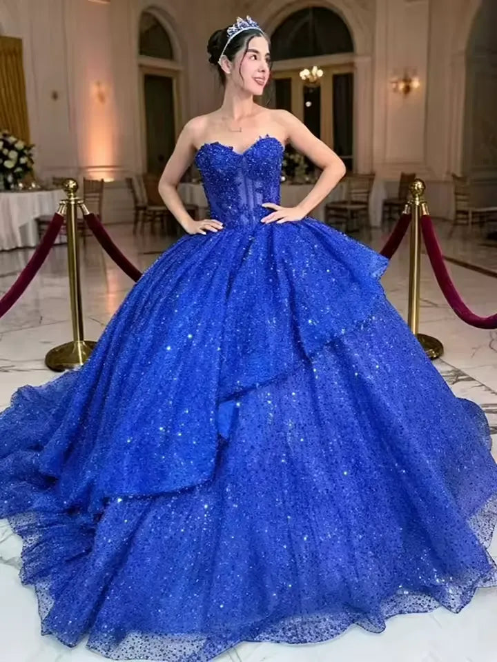Customized Royal Blue XV 15 Dresses Sweetheart for Birthday Party
