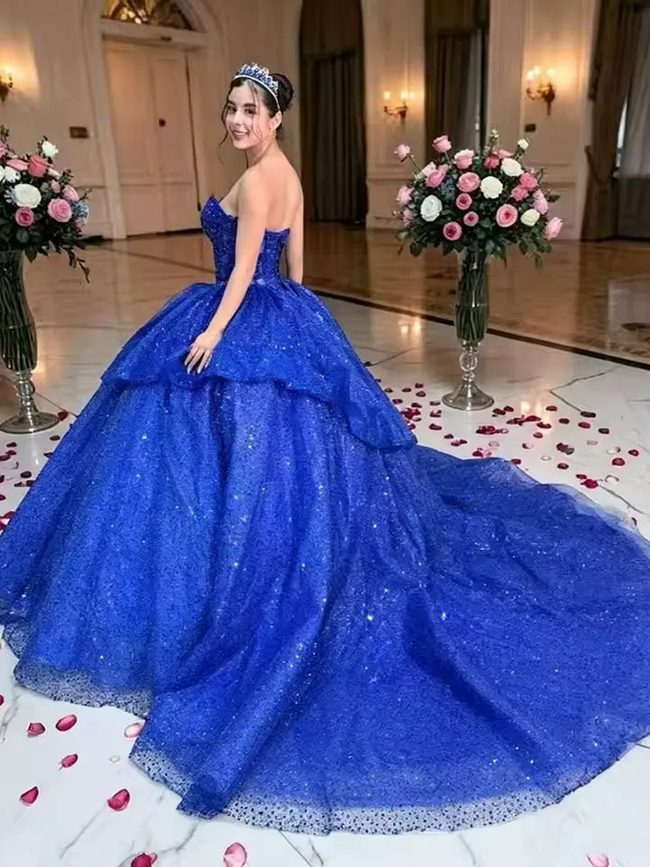 corset Royal Blue XV 15 Dresses Sweetheart for Birthday Party