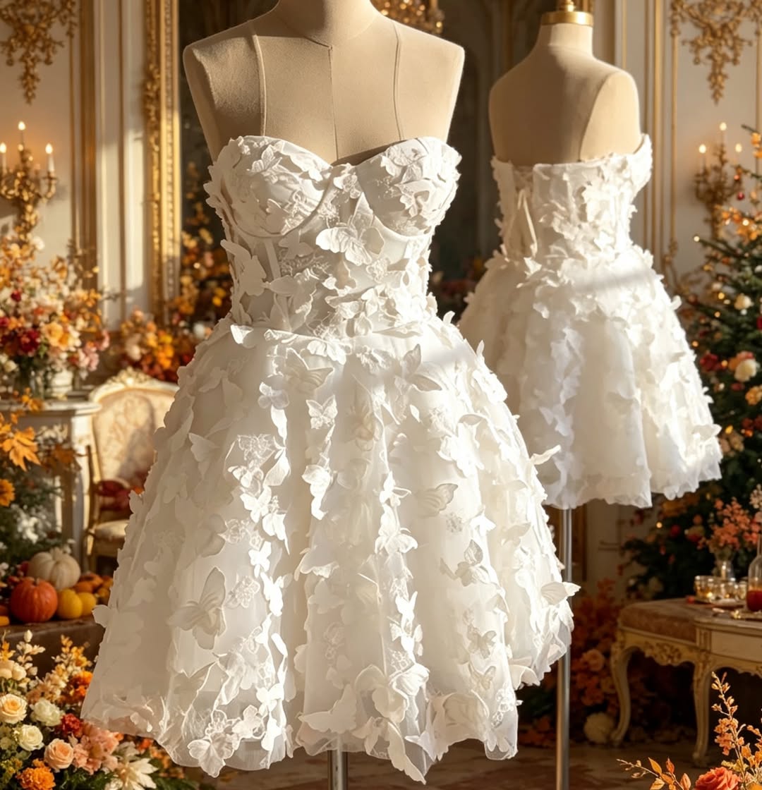 Cute A-Line Strapless Mini Sage Green Homecoming Dress with Butterfly