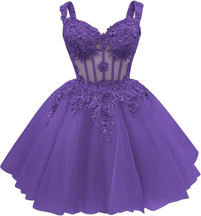 Cute Green Corset Homecoming Dresses Lace Floral Short DAMA Dress