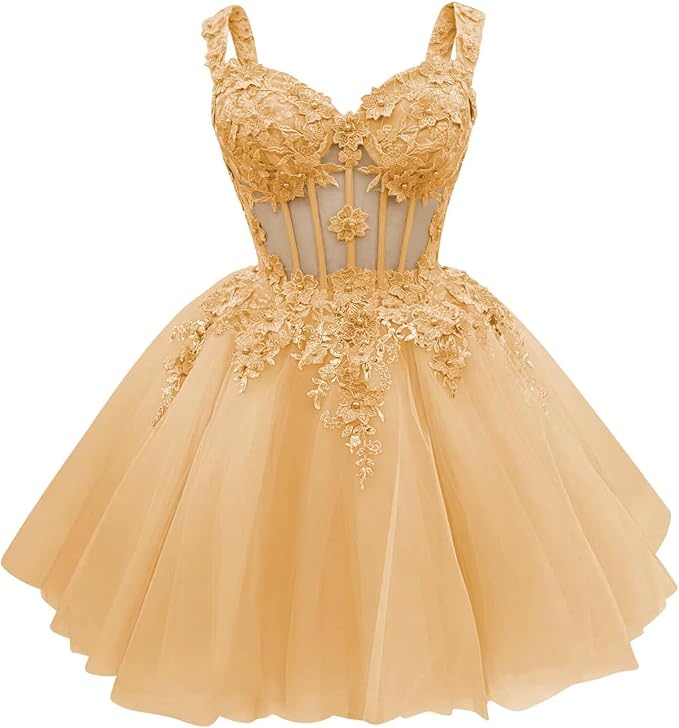 Cute Green Corset Homecoming Dresses Lace Floral Short DAMA Dress