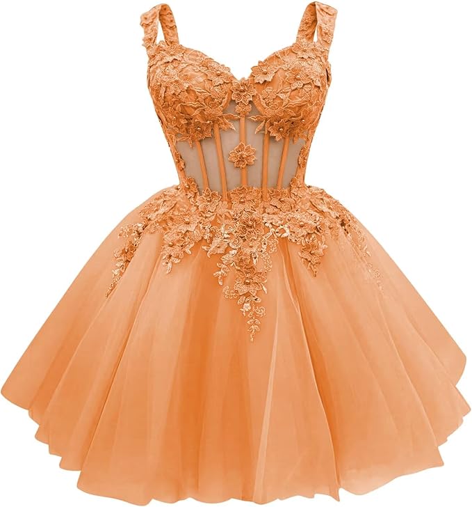 Cute Green Corset Homecoming Dresses Lace Floral Short DAMA Dress