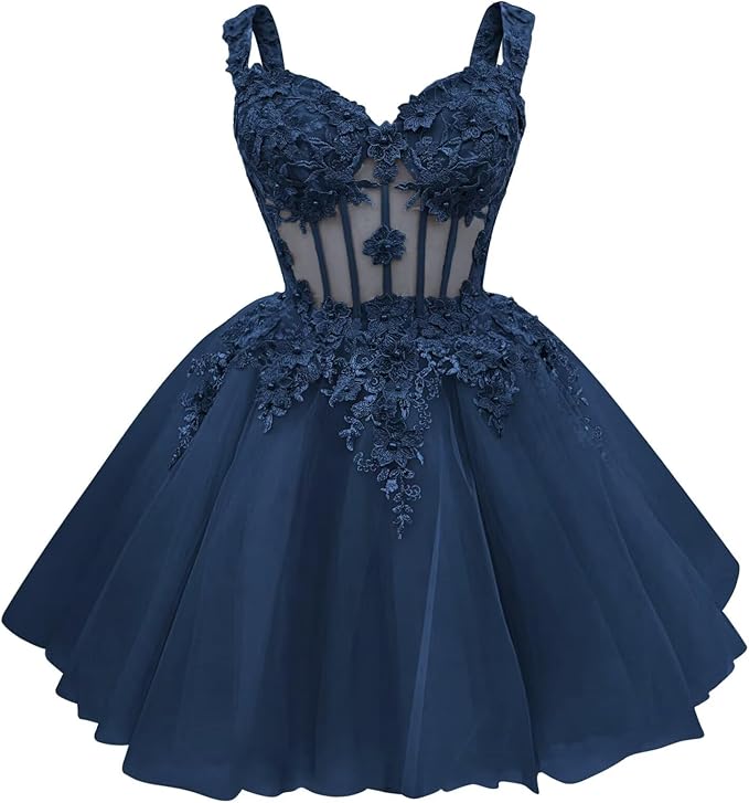 Cute Green Corset Homecoming Dresses Lace Floral Short DAMA Dress