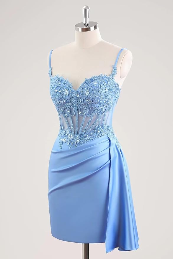 Cute Satin Homecoming Dresses Near Me Lace Corset Cocktail Dress