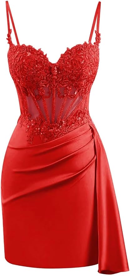 Cute Satin Homecoming Dresses Near Me Lace Corset Cocktail Dress