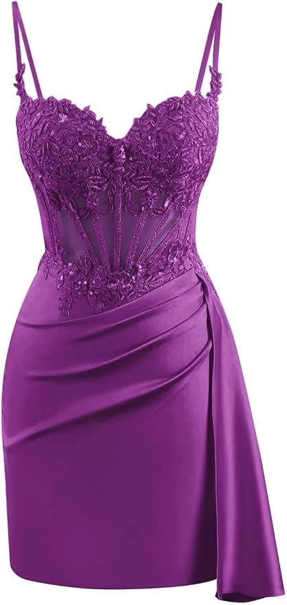 Cute Satin Homecoming Dresses Near Me Lace Corset Cocktail Dress