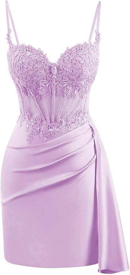 Cute Satin Homecoming Dresses Near Me Lace Corset Cocktail Dress