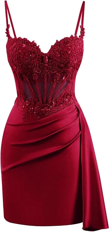 Cute Satin Homecoming Dresses Near Me Lace Corset Cocktail Dress