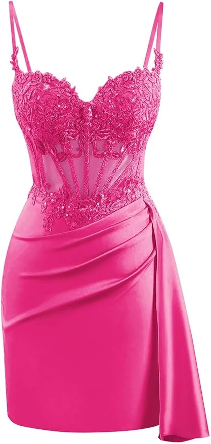Cute Satin Homecoming Dresses Near Me Lace Corset Cocktail Dress