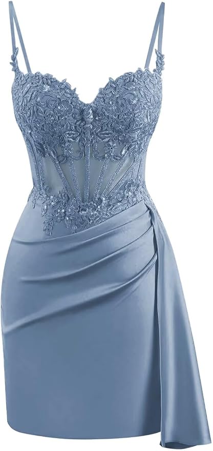 Cute Satin Homecoming Dresses Near Me Lace Corset Cocktail Dress