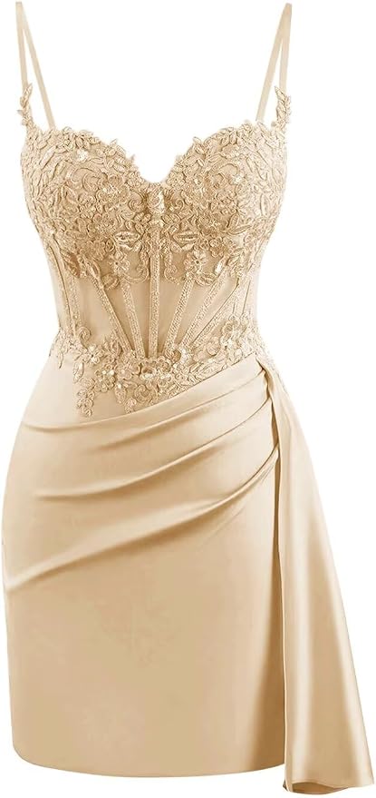 Cute Satin Homecoming Dresses Near Me Lace Corset Cocktail Dress