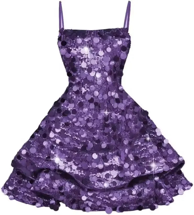 Cute Sequin Short Hoco Dress Sleeveless Gold Sweet 16 Dresses
