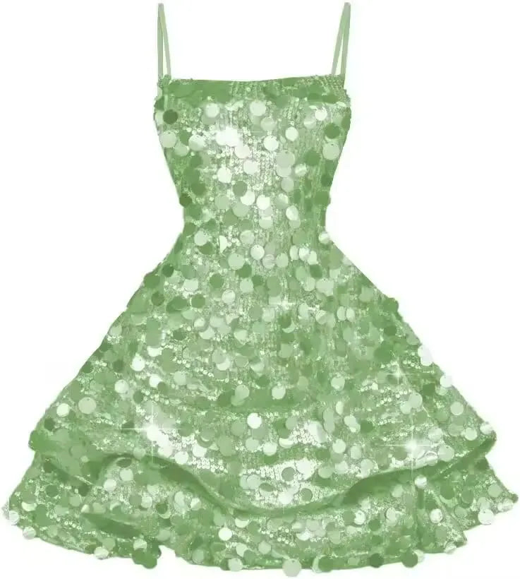 Cute Sequin Short Hoco Dress Sleeveless Gold Sweet 16 Dresses