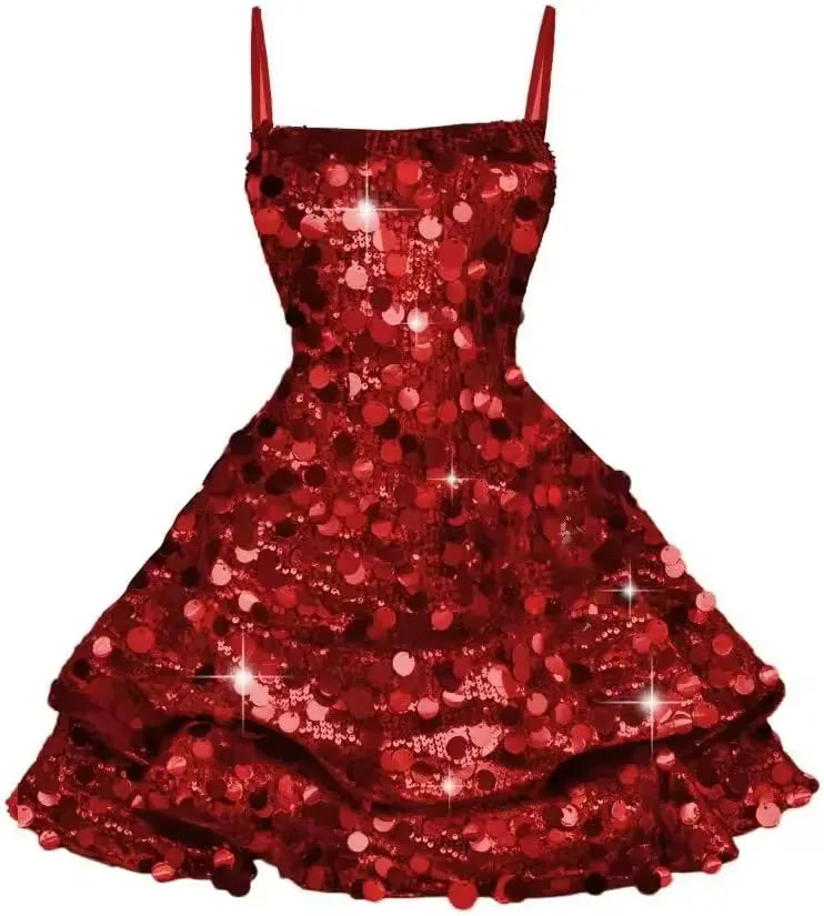 Cute Sequin Short Hoco Dress Sleeveless Gold Sweet 16 Dresses