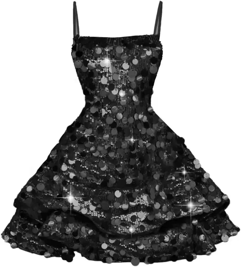 Cute Sequin Short Hoco Dress Sleeveless Gold Sweet 16 Dresses