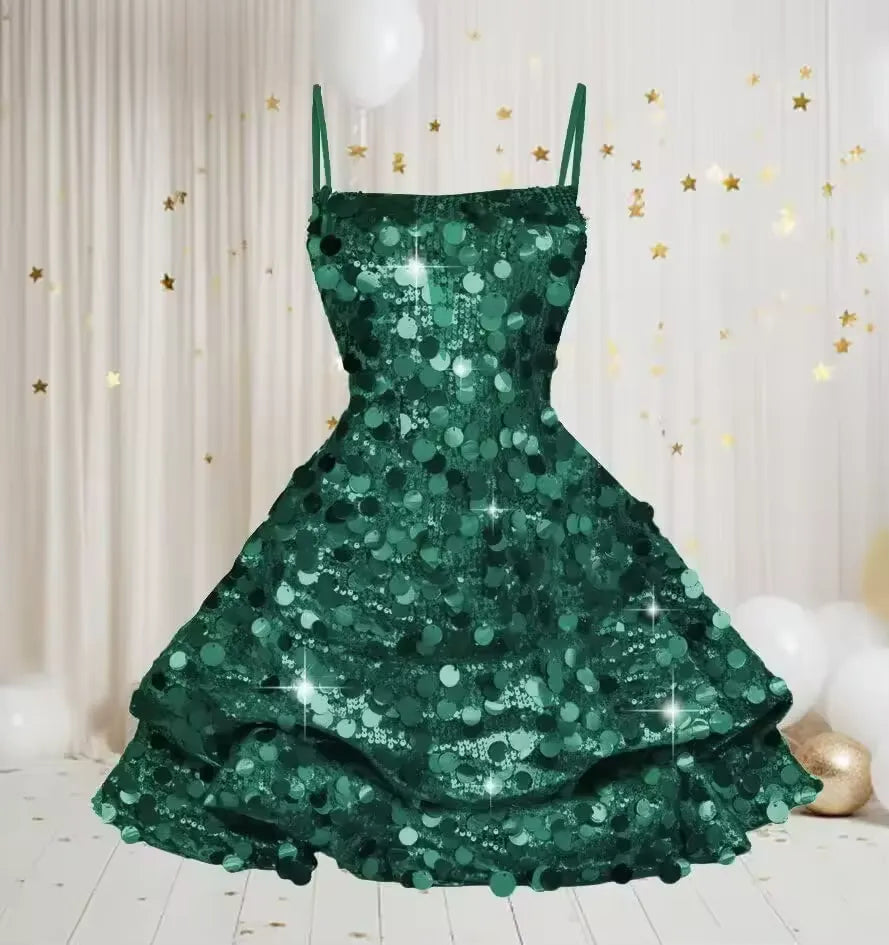 Cute Sequin Short Hoco Dress Sleeveless Gold Sweet 16 Dresses