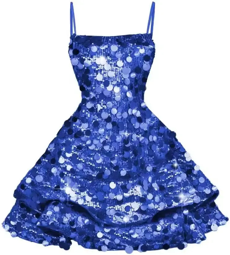 Cute Sequin Short Hoco Dress Sleeveless Gold Sweet 16 Dresses