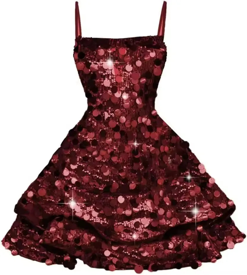 Cute Sequin Short Hoco Dress Sleeveless Gold Sweet 16 Dresses