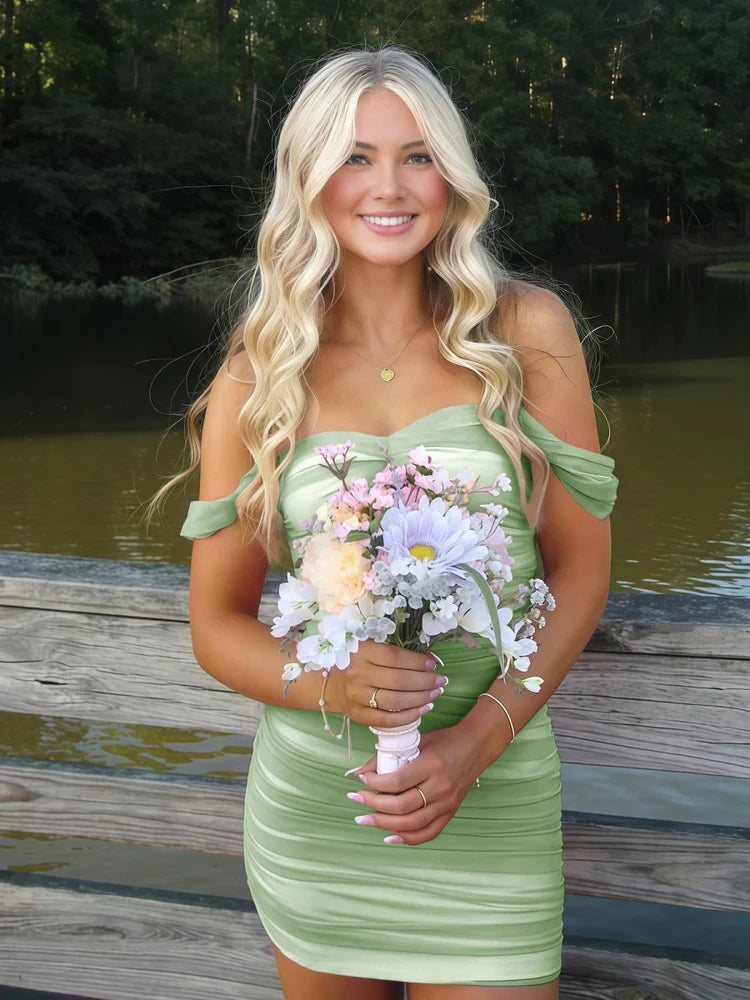 Cute Tight Tulle Short Homecoming Dresses Off The Shoulder