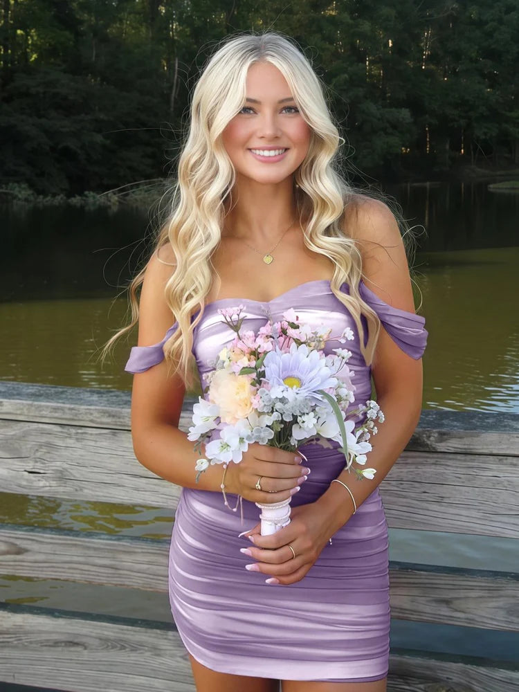Cute Tight Tulle Short Homecoming Dresses Off The Shoulder