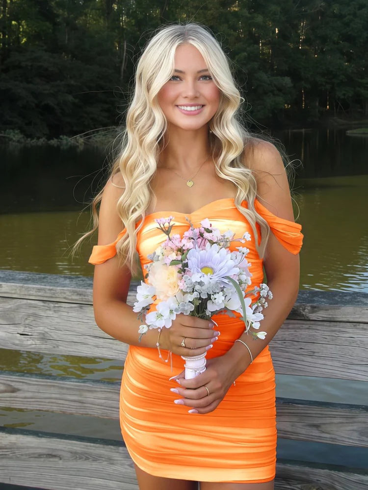 Cute Tight Tulle Short Homecoming Dresses Off The Shoulder