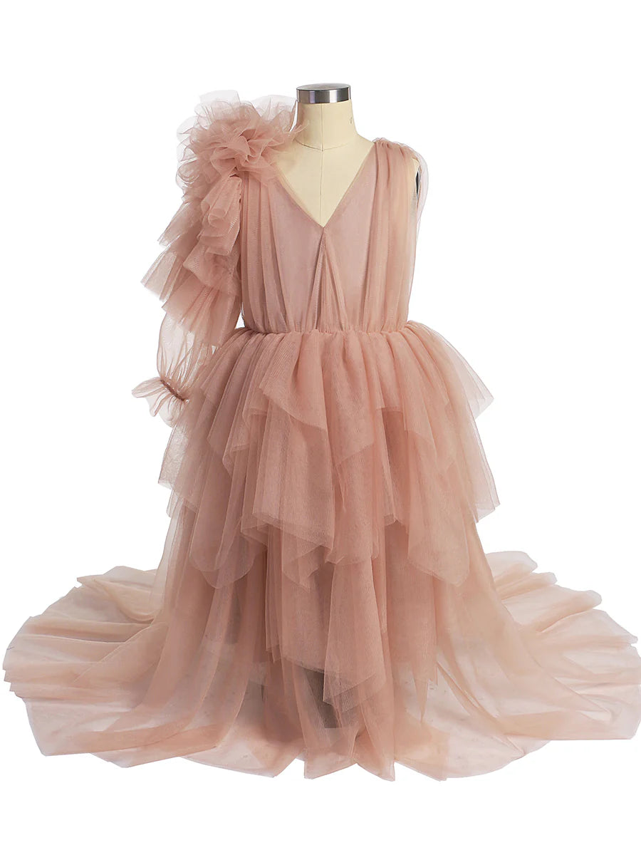 Cute Tulle Flower Girl Dress One-Shoulder