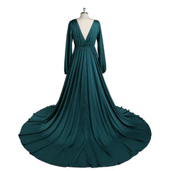 Dark Green Full Sleeves Maternity Dresses Photoshoot for Baby Shower