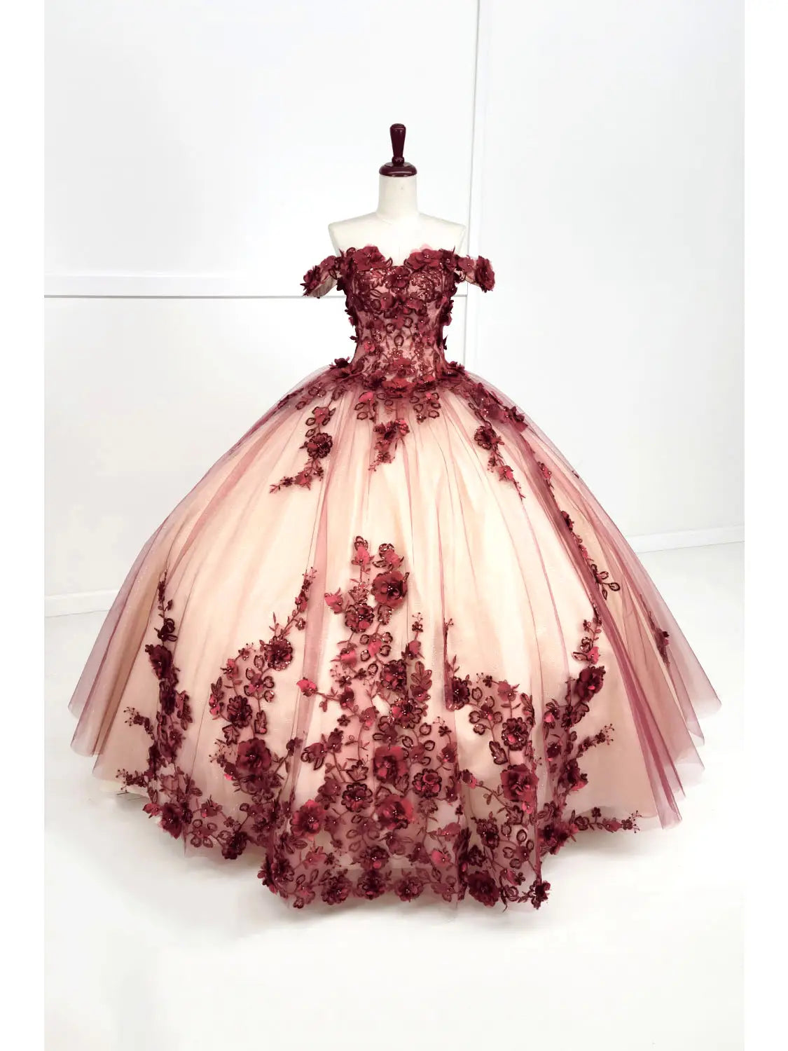Unique Red Sweet 16 Dress Flowers Off Shoulde Quince Dress