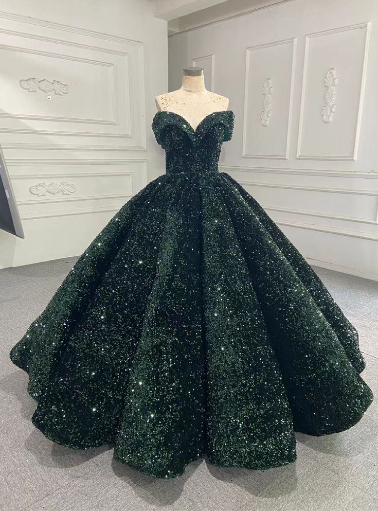 dark green quince dress sequins