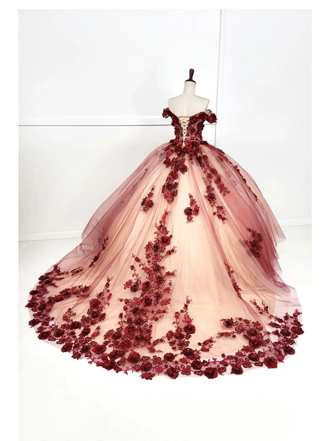 Unique Red Sweet 16 Dress Flowers Off Shoulde Quince Dress