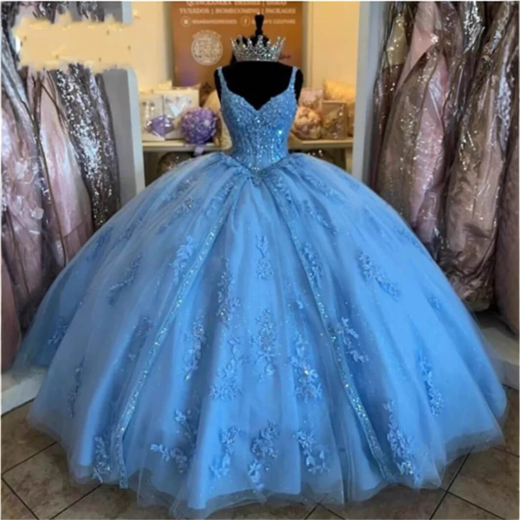 Fairy-Tale Blue Sweet 16 Quinceanera Dresses with Detachable Sleeves