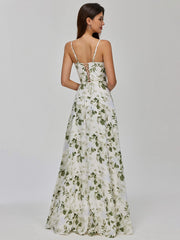 Floor-Length Chiffon Beach Floral Bridesmaid Dresses A-line Mychicdress