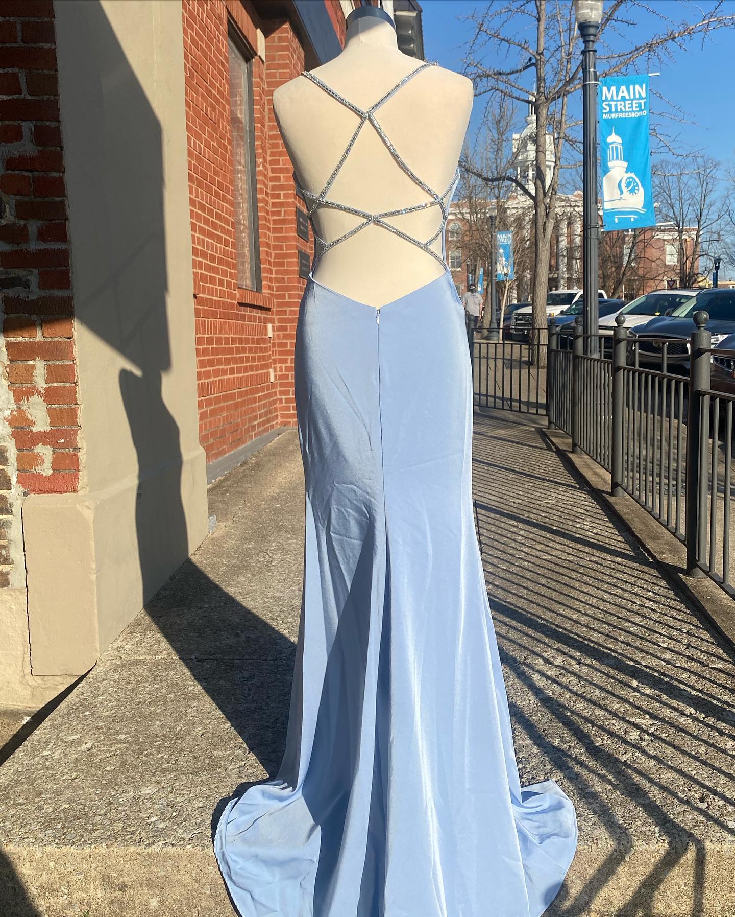 Floor Length Sky Blue Satin Formal Dress Long UK Evening Dress Mychicdress