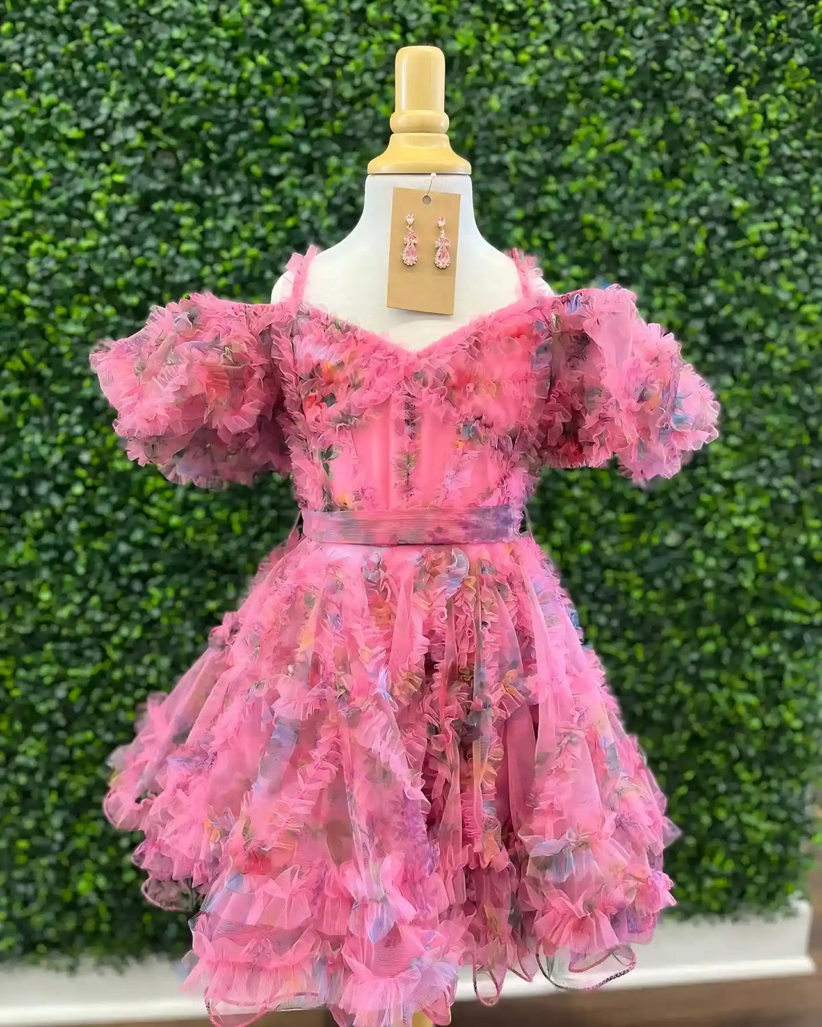 Floral Flower Girl Dress Short Sleeves Pageant Dresses For Sale