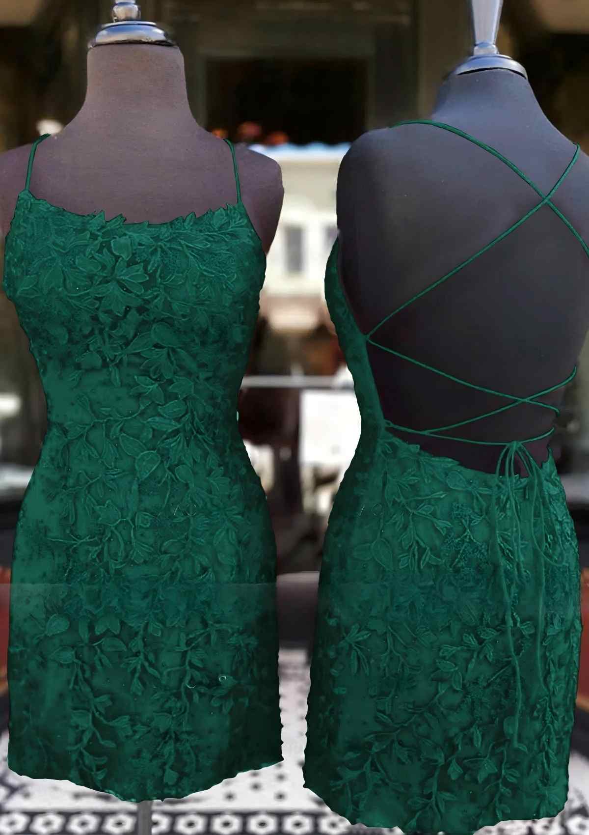 Formal Green Lace Short Homecoming Dresses Graduation Dress