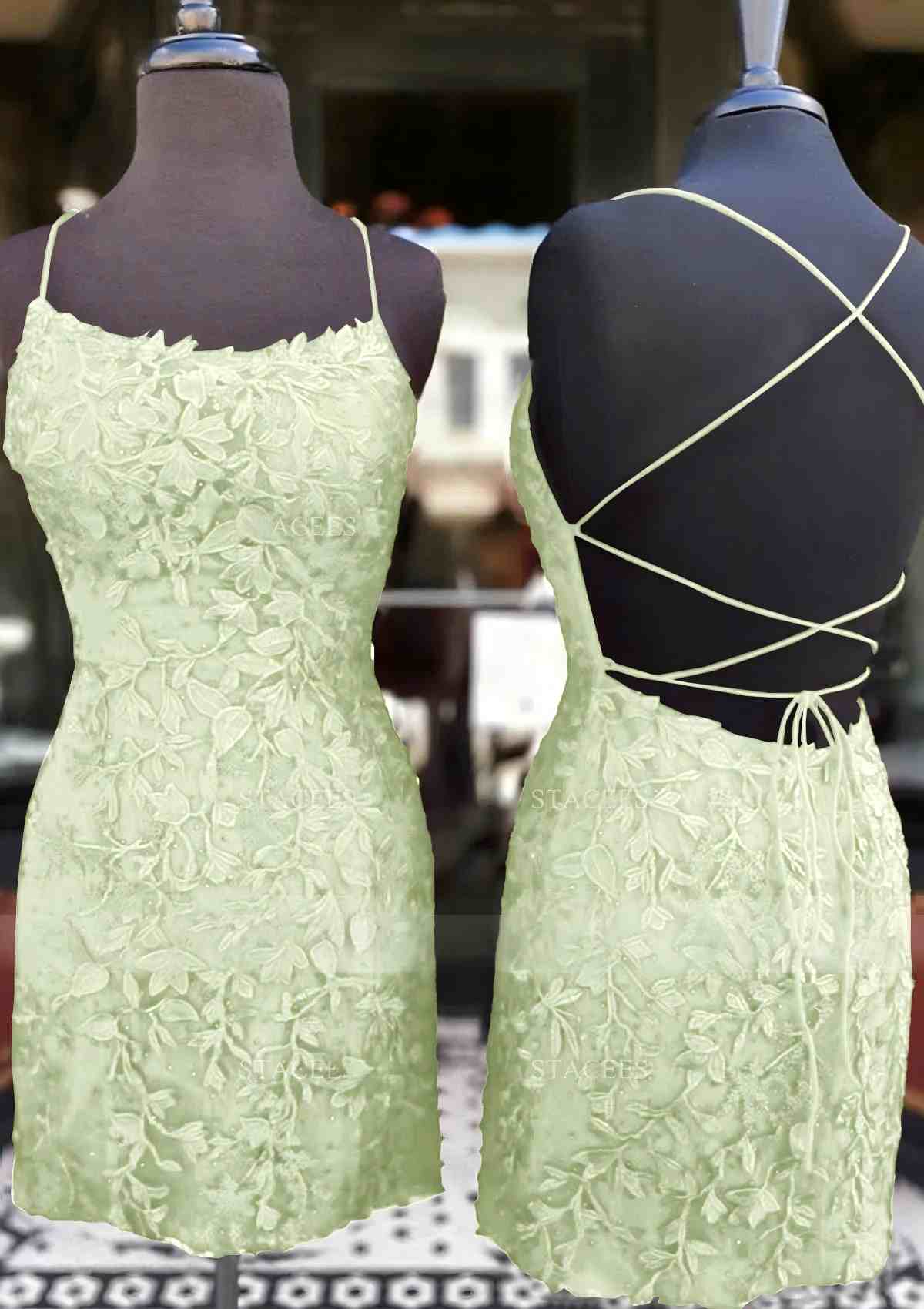 Formal Green Lace Short Homecoming Dresses Graduation Dress